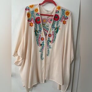 UMGEE Embroidered Open Front/Light Weight/Cardigan/BoHo/ Chic